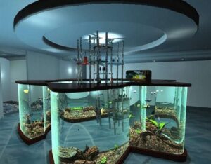 Современный аквариум в качестве барной стойки